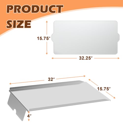 Image of Grill Drip Pan Heat Baffle and 5-Pack Drip Tray Liner Replacement Parts for Camp Chef 36 Series Pellet Grills, Drip Tray & Liners Kits for SmokePro LUX 36, Woodwind WiFi 36 and Traeger 34 Series Grill