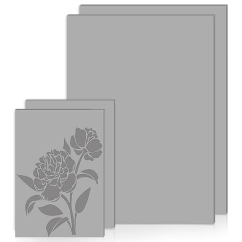 4 Stück Linoldruck Platte A4 A6 Linoleum Platte Weichgummi Linolplatten Linolschnitt Stempelgummi für DIY und Druckprojekte (Grau)