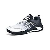 Xuanke Tennisschuhe Halle Herren Atmungsaktiv rutschfest Sportschuhe Damen Badminton Schuhe sandplatz Trainerschuhe (Weiß Schwarz, Erwachsene, 40, Numerisch, EU Schuhgrößensystem, Breit)