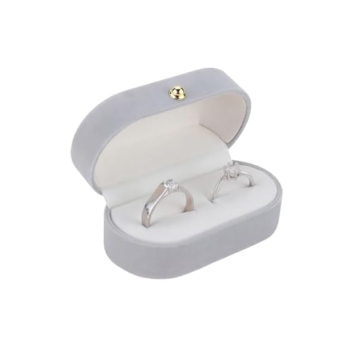Hudiepan Écrin à Bague à Double Fente, Boîte De Bague en Velours À sous De Luxe, Porte Alliance Mariage en Velours Ovale, pour Mariage, Fiançailles,...