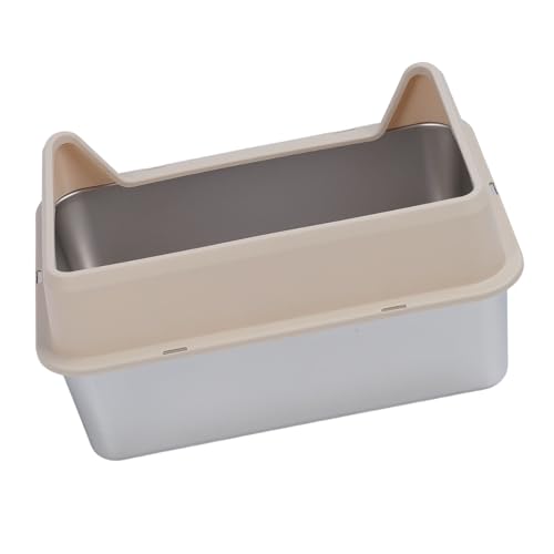 Caixa de Areia para Gatos Em Aço Inoxidável, Bandeja Grande de Alta Face para Gatos Com Entrada Supe