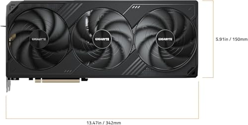 Image of GIGABYTE Windforce GeForce RTX 5090 OC 32GB GDDR7 Graphic Card GPU GV-N5090WF3OC (Blackwell Architecture and DLSS, 3 Fans, Reinforced Structure, Server-Grade Thermal Conductive Gel) with HDMI Cable.