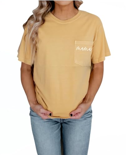 Image of Breastfeeding Shirts for Women Mama Zipper Nursing Tops Distressed Maternity Tees Pregnancy Clothes with Pocket