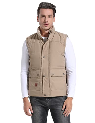 Image of Flygo Men's Winter Warm Outdoor Padded Puffer Vest Thick Fleece Lined Sleeveless Jacket