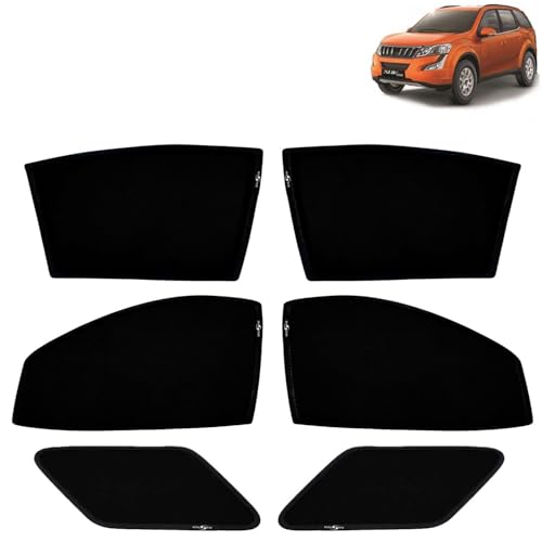 Image of KINGSWAY Car Sun Shade Curtains Only Compatible with Mahindra XUV 500 (2015 to 2017) | Z-Black Fix-Type (Non-Magnetic) | UV & Heat Protection | Pack of 6 Pcs