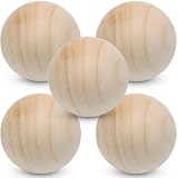 Luomorgo 5 Pcs 2 Inch Unfinished Natural Wooden Balls - Hardwood Round Wood Balls for DIY Crafts Projects