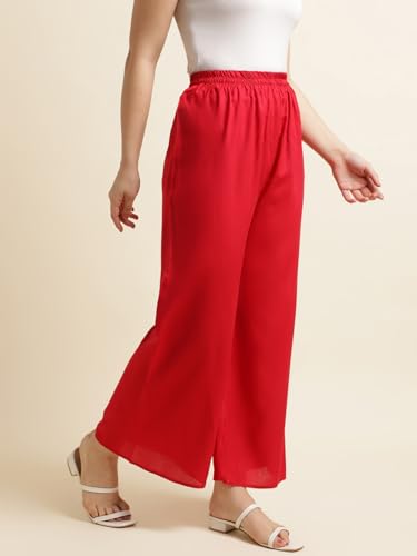 Image of Fabclub Women's Heavy Rayon Solid Plain Palazzo