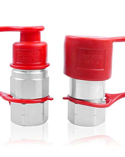 Image of 3 /4 inch NPT Skid Steer Flat Face Hydraulic Quick Connect Couplers with Dust Cap Fits for LX-FF Series, ISO16028 Standard