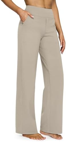 G4Free Womens Pants Lightweight Lounge Comfortable Trousers Pants Wide Leg Bootcut for Workout Gym Pilate(Mocha,S,29")