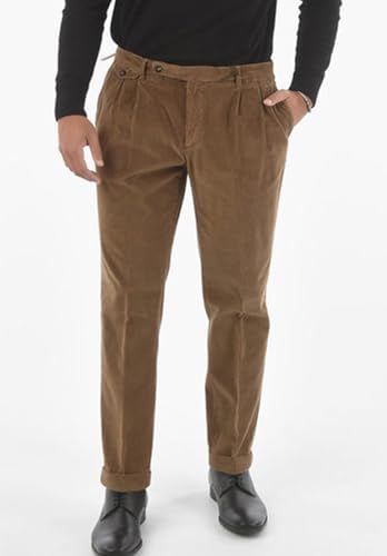 Men's Classic Fit Corduroy Pant Expandable-Waist Flat Front Straight Dress Trousers for Men2