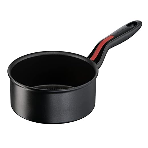 Lagostina Linea Rossa Casseruola Fonda Manico Lungo, Alluminio, Nero, Ø 16 cm, Pentola Induzione, Gas e Forno Fino a 175 °C, Bordo a Versare, Manicature in Silicone Antiscivolo