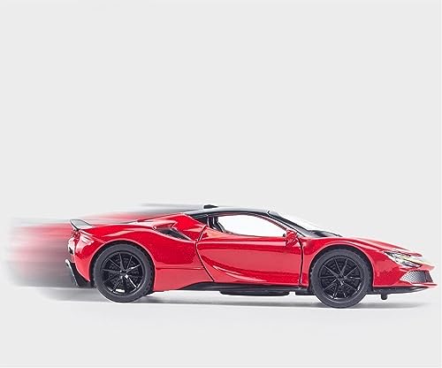 Image of Alloy Metal Pull Back Die-cast Car 1:32 Ferrari SF90 Diecast Metal Pullback Toy car with Openable Doors & Light, Music Boys Gifts Toys for Kids【RED】