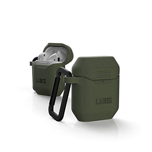 Urban Armor Gear Apple Airpods 2 (2019) / Apple Airpods 1 (2016) ケース (一体型テクスチャードシリコンケース、ワイヤレス充電対応、カラビナ、ライトニングカバー)