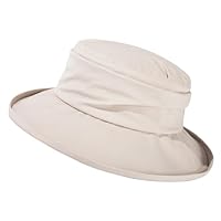 Comhats Sombrero de lluvia plegable para mujer, gorro impermeable con correa para la barbilla UPF50+, 00737_Beige, M