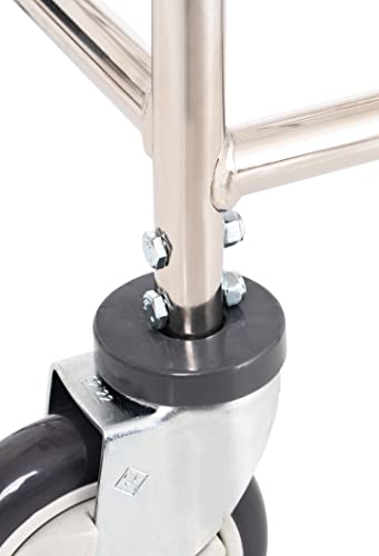 R&B Wire™ 100E58 Heavy Duty Wire Laundry Cart With Double Pole Rack, 2.5 Bushel, Chrome, Made In Usa #TOP3