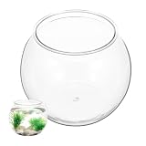 CIYODO Pecera De Plástico Transparente Redonda De 8.66 Pulgadas para Escritorio Acuario Pequeño Portátil para Peces Y Tortugas Decoración para Hogar Y Oficina