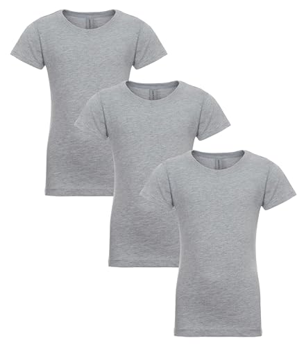 Image of Clementine Big Girls Three-Pack Everyday Crew Neck T-Shirts, Grey, Small