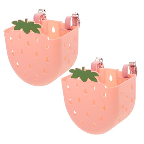 BESPORTBLE 2pcs Girls Bike Basket: Plastic Handlebar-Mounted Cargo Rack - Heavy-Duty Decorative Storage for Boys/Girls Bikes - School or Park Adventures