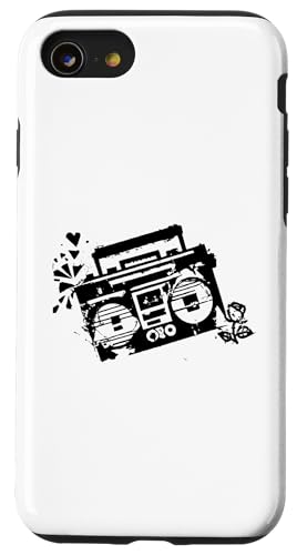 Retro 80s 90s Boom-box Vintage Cassette Player Graphic Tee �X�}�z�P�[�X iPhone SE (2020) / 7 / 8 �p