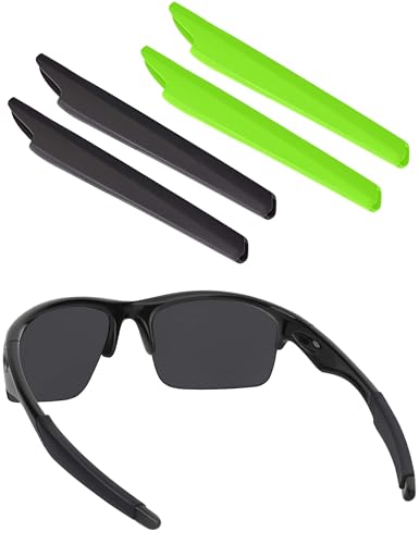 Image of BLAZERBUCK Replacement Temple Sleeves Ear Socks for Oakley Bottle Rocket OO9164 Sunglass - Black + Green