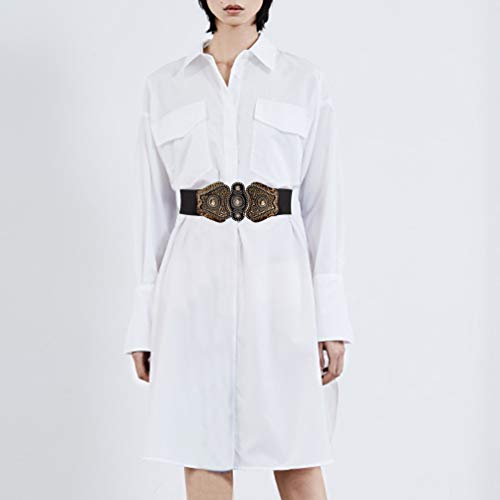 Women's Wide Stretch Elastic Waist Cinch Belt Fashion Vintage Metal Buckle Dress Belt Christmas #TOP1