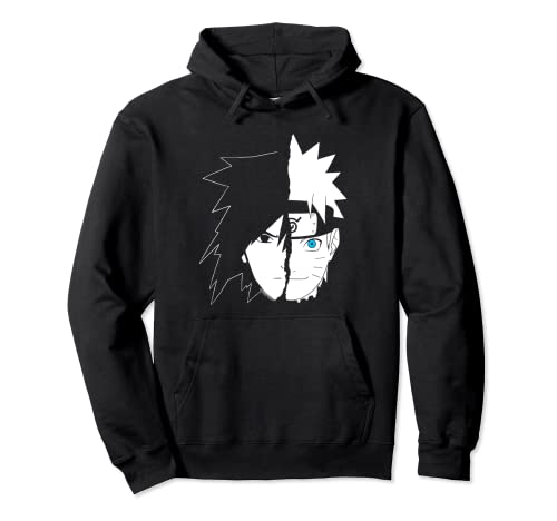 Naruto Shippuden Naruto Sasuke Cara Partida Sudadera con Capucha