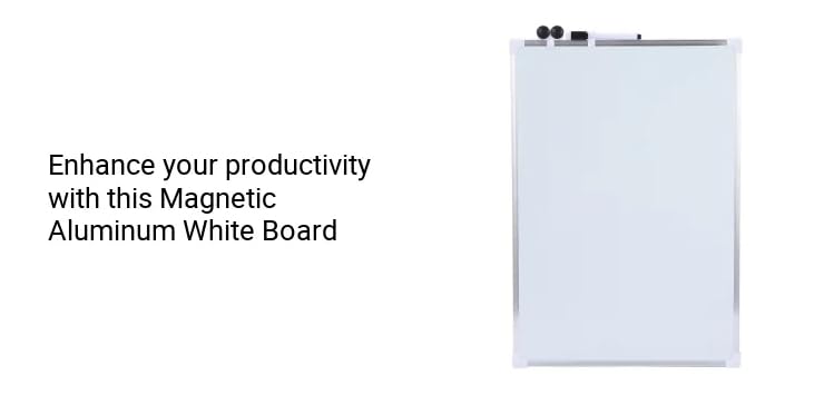 Image of BeFunky Multipurpose White Board with 1 Magnetic Black Marker and 2 Magnets | Heavy & Durable Dual Side Aluminium Boundaries for Kids & Adults | Use in Schools, Home, Office (25 x 35 cm)