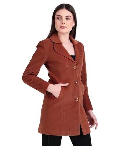 Image of Women's Wool Blend Long Coat with Stylish Lapel Collar and Button Closure - Elegant Winter Overcoat for Casual & Formal Wear