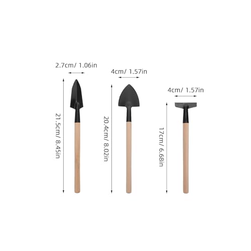 Homoyoyo Juego de Herramientas de Jardinería Manual Portátil 3 Piezas Mini para Plantar Excavar y Trasplantar Mango de Madera Kit Pequeño para Interiores y Jardinería en Macetas - imagen 2