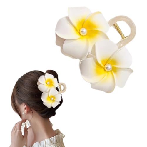 Pinza para cabello Egg Flower 2024, clip grande con diseño floral hawaiano para cabello grueso para mujer