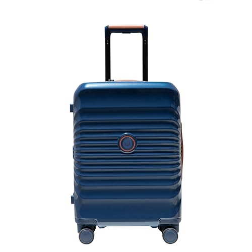 20" Lightweight Carry-On Luggage with USB Port, Spinner Wheels, Wheel Lock, Artificial Leather Handle, Blue3