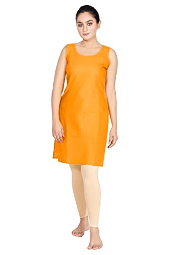 Image of Women's Cotton Long Camisole for Kurti /Suit Slip /Long Inner /Samij for Women Sameej /Knee Length Inner Wear /Sameez /Kurti Slip /Round Neck /Invisible