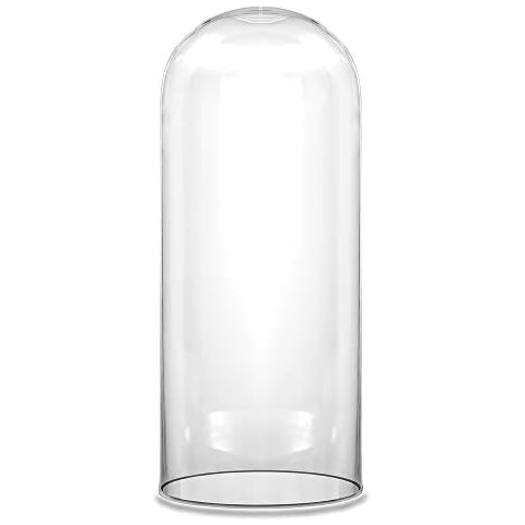 CYS EXCEL Glass Dome Cloche (H:13.75" D:5.75") | Multiple Sizes Decorative Showcase Display for Antique Collectibles | Bell Jar Terrarium & Dessert Cover Cover