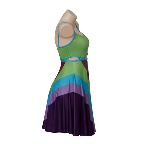 Women's 13 Going On 30 Rainbow Sexy Mini Dress Vintage Print Bodycon Multicolor Cut-Out Dress4