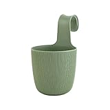 ENGELLAND 1 x Blumentopf zum Hängen, integriertes Drainagesystem, Farbe: Moos-Grün, Ø 15 cm, Pflanztopf-Kübel, Hängetopf, widerstandsfähig, rund, wetterfest, Kunststoff