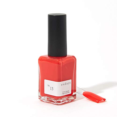 Sundays Non-Toxic Nail Polish, Glossy Shine Finish. No.13: Chili Pepper Red, Long Lasting, Vegan & Cruelty-Free, 1.7 oz