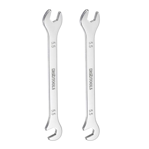 sourcing map 2pcs Super-Thin Open End Wrench 5.5mm Metric Double Open-End Wrench 30Cr13 Stainless Steel Quenching Polish Spanner with 15°and 75° Angled for Auto Repairs