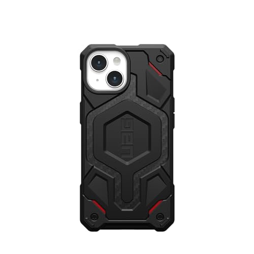 Image of URBAN ARMOR GEAR UAG Case Compatible with iPhone 15 Case 6.1 inch Monarch Pro Carbon Fiber w /Red Accent Corner, Built-in Magnet Compatible with MagSafe Charging Premium Rugged MIL-STD Protective Cover