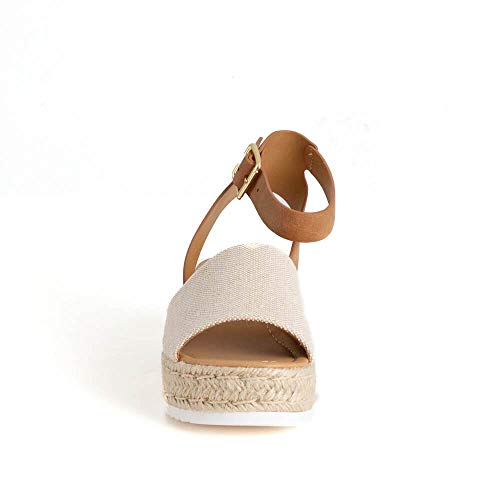Image of Soda Topic Open Toe Buckle Ankle Strap Espadrilles Flatform Wedge Casual Sandal