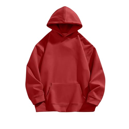 Hoodies For Men Solid Color Fleece Hoodie Long Sleeve With Kangaroo Pocket Loose Hoodie Pullover Tops Sweatshirts3