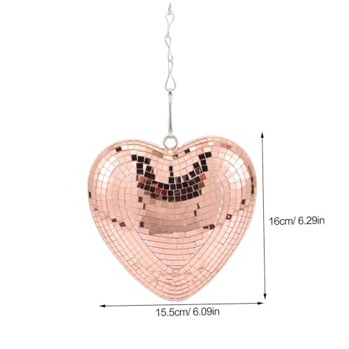 Bola espejada en forma de corazón dorada rosa para decoración de fiestas y eventos, colgante decorativa para hogar miniatura 2