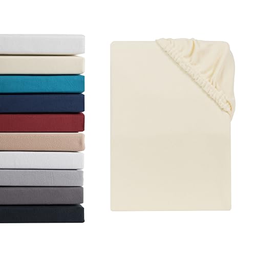 Mikroflausch Spannbettlaken | Spannbetttuch Teddyflausch 100% Mikrofaser | Oeko-TEX®Standard 100 - In vielen Größen und Farben | 90-100 x 200 cm Natur