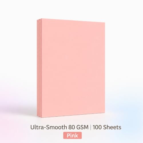 Image of A4 Premium Rose Pink Paper - 80 GSM Ultra Smooth Finish | Double Side Printable Colored Sheets For Invoicing, Office, Craft, Letterhead & Projects | Pack of 100 Sheets (Rose Pink)