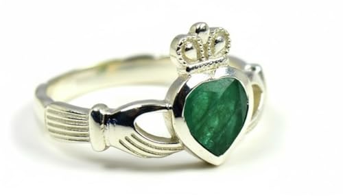 Image of Choose Your Color Natural Gemstone Irish Claddagh Silver Ring Friendship Love 55 Carat Brand Size 5 to 12
