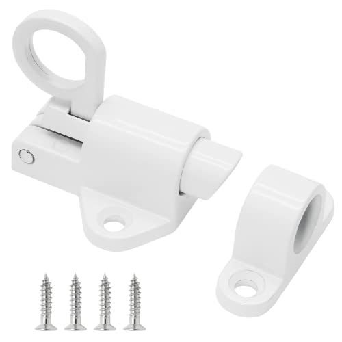 Biaungdo 2 Pack Spring Load Bolt Latch, Aluminum Alloy Self-Closing Latch Automatic Window Gate Lock, Security Gate Door Lock With Mounting Screws, White #TOP22