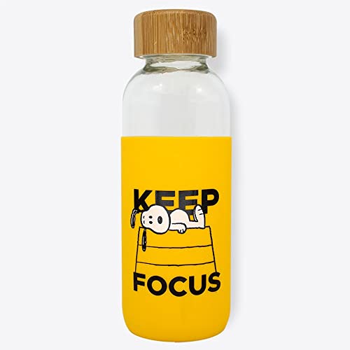 Garrafa Snoopy Ecológica De Vidro E Silicone Oficial Peanuts