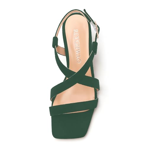 Womens Sandals, Square Open Toe Low Chunky Heels, Adjustable Strap Buckle Fashion Solid Sandal3