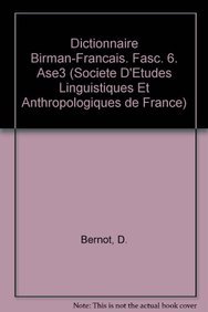 Paperback Dictionnaire Birman-Francais. Fasc. 6 [French] Book