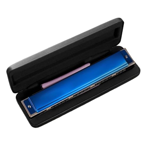 Polyphone 24-Loch-Mundharmonika für Einsteiger für den professionellen Auftritt von Erwachsenen(Blue)