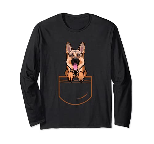 Cute shepherd dog in the breast pocket dogs dog lovers Long Sleeve T-Shirt, Black